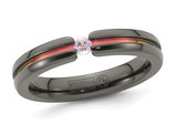Ladies or Mens 1/10 Carat (ctw) Pink Sapphire Band Ring in Black Titanium